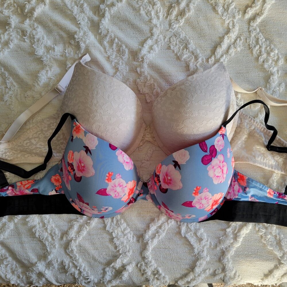 PINK Wear Everywhere Push-Up Bra 34DD Bundle of Two Bras